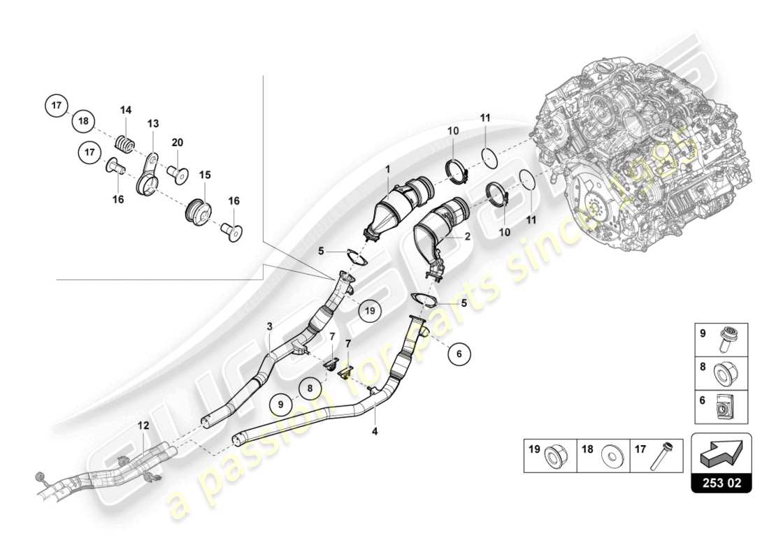 lamborghini urus (2021) catalytic converter parts diagram