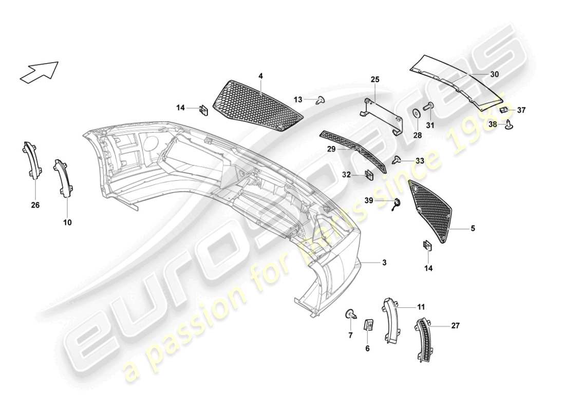lamborghini lp550-2 coupe (2012) grille front parts diagram