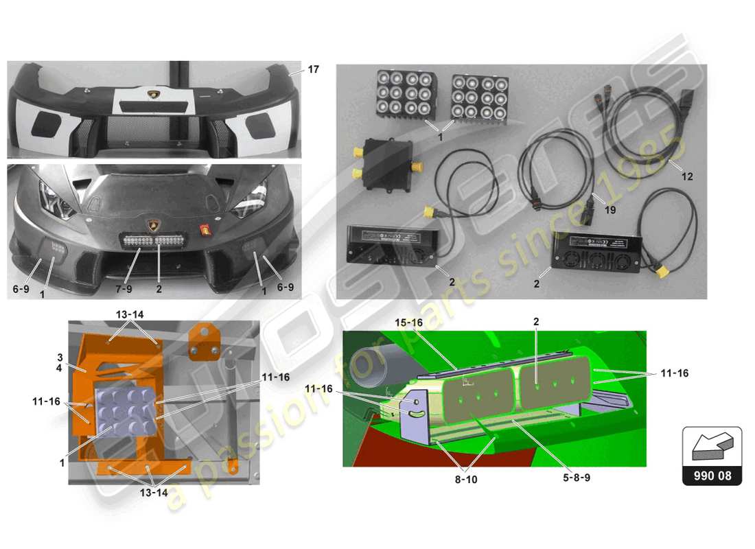 lamborghini gt3 (2017) extra light kit part diagram