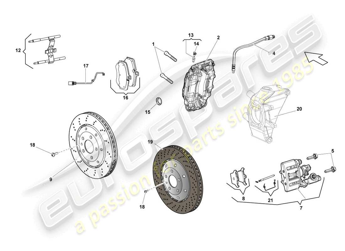 lamborghini lp550-2 spyder (2011) disc brake rear parts diagram