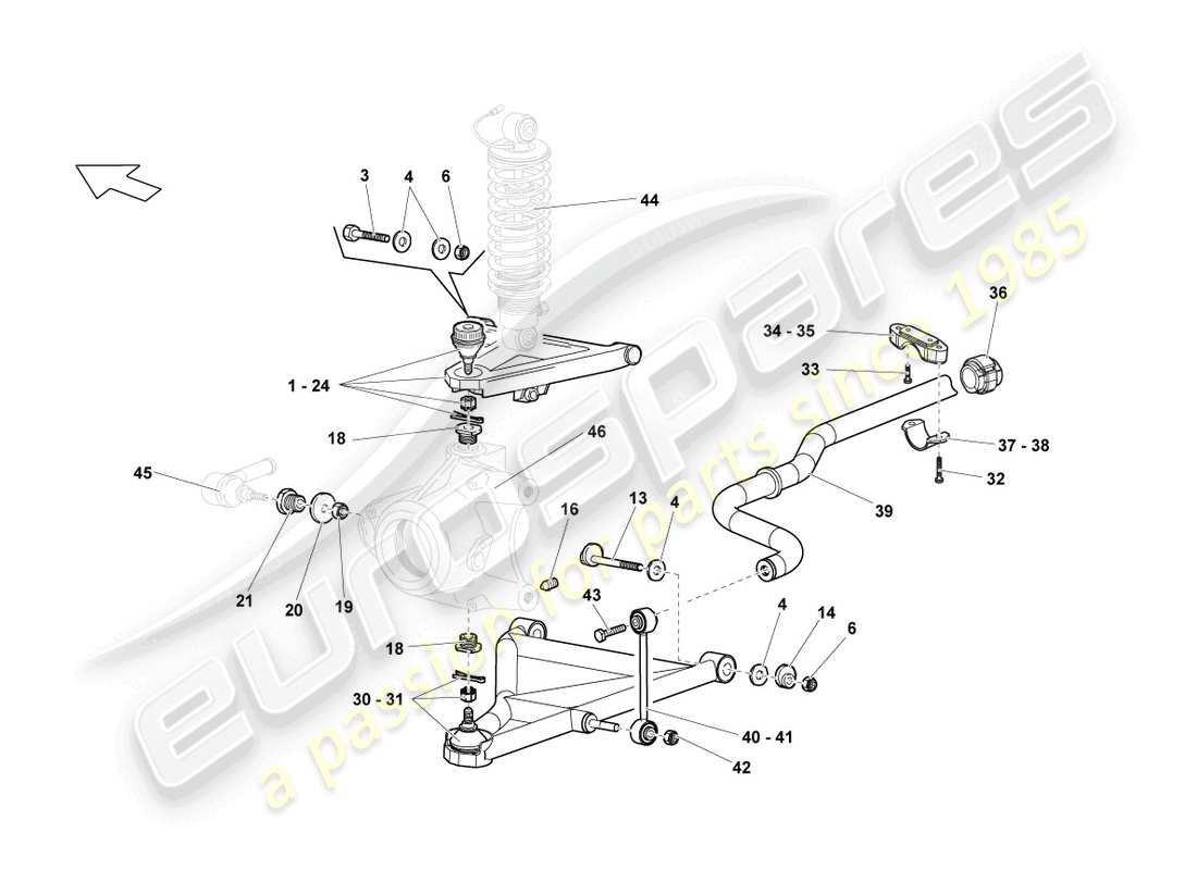 lamborghini lp640 roadster (2008) wishbone parts diagram