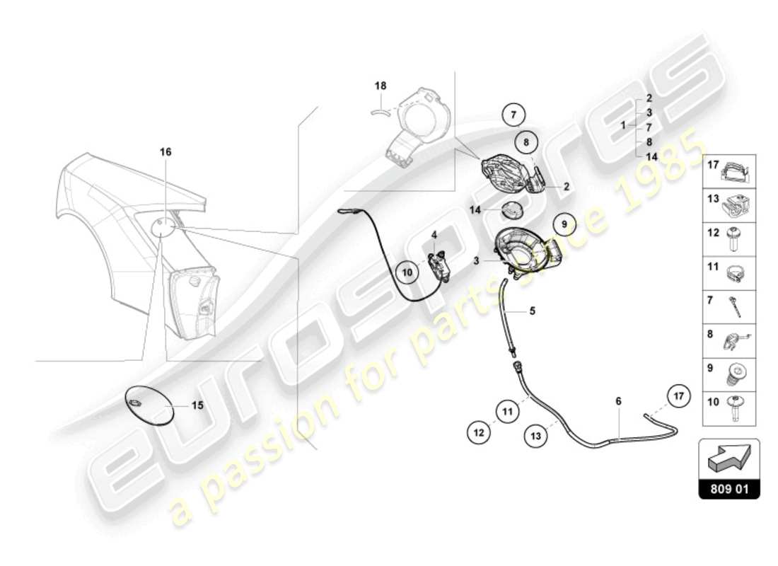 lamborghini sterrato (2024) fuel filler flap parts diagram