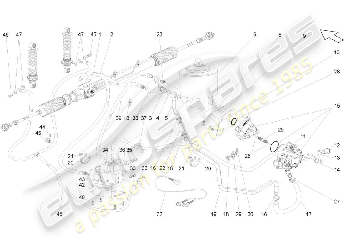 lamborghini gallardo coupe (2005) steering gear parts diagram