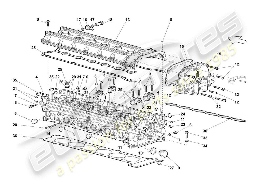 lamborghini lp640 coupe (2010) cylinder head right part diagram