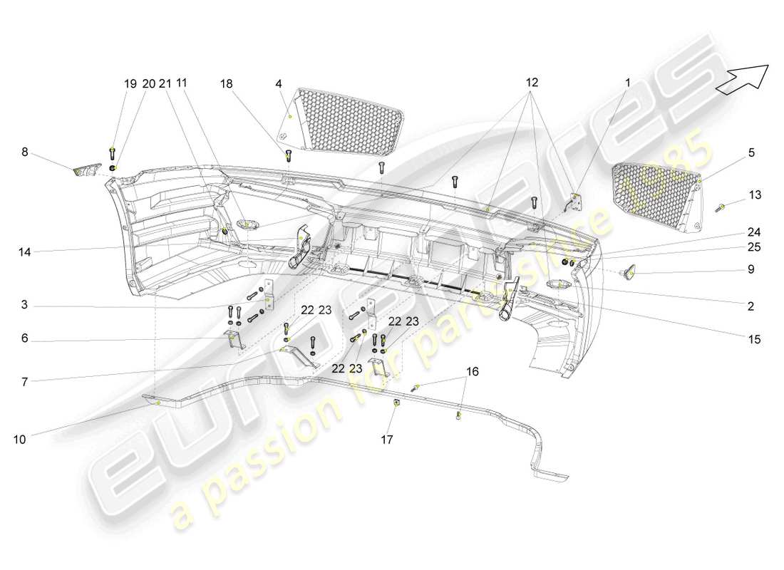 lamborghini gallardo spyder (2006) bumper front parts diagram