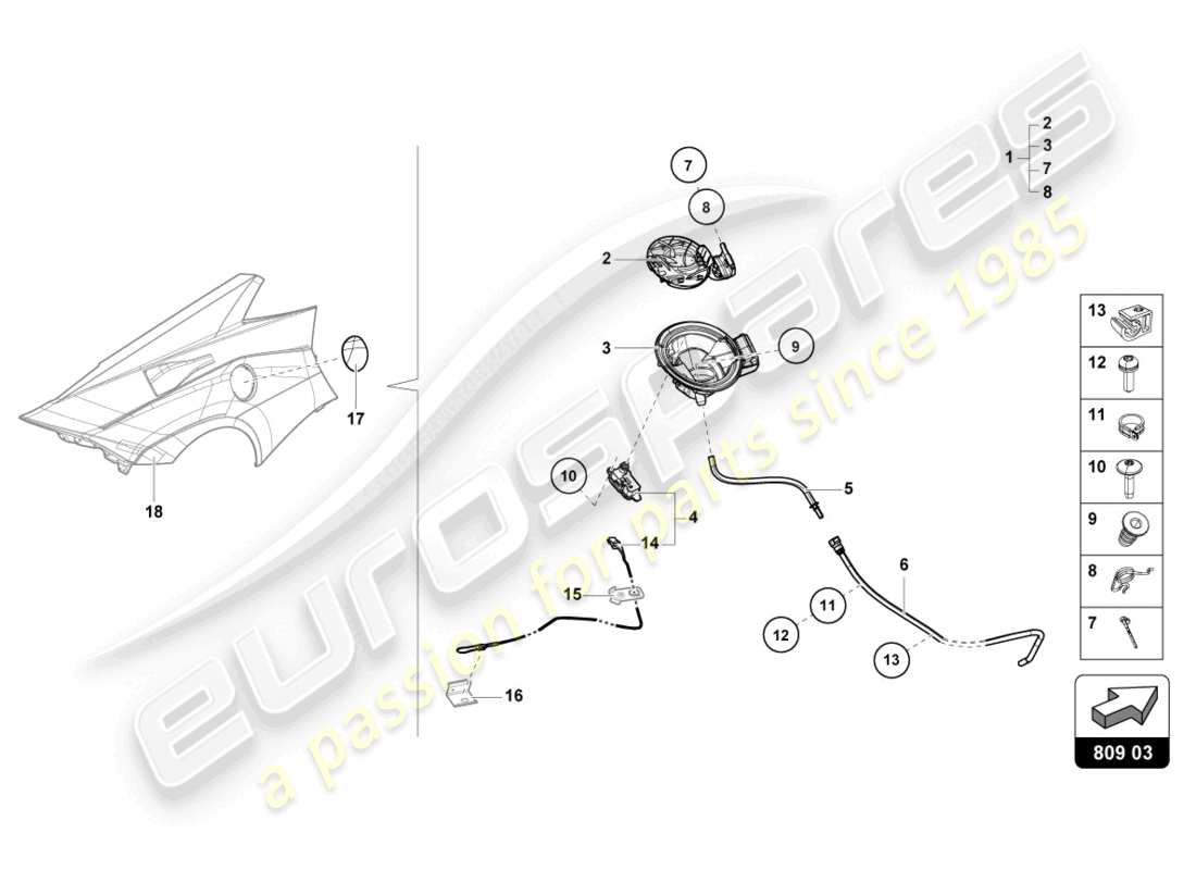 lamborghini sto (2022) fuel filler flap part diagram