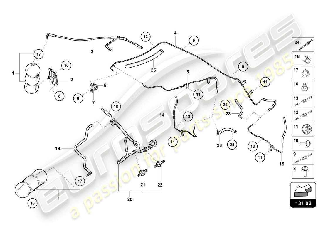 lamborghini evo coupe (2021) vacuum system parts diagram