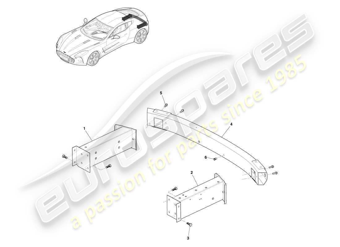 aston martin one-77 (2011) rear bumper armature part diagram