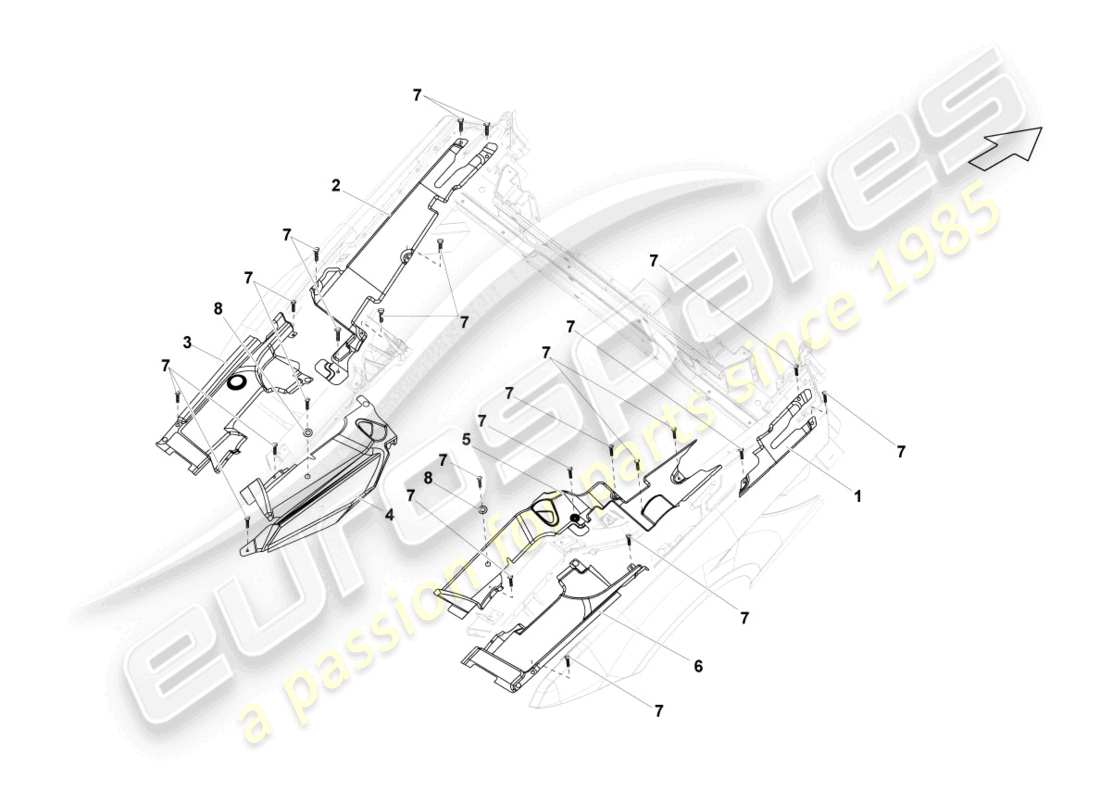 lamborghini gallardo spyder (2007) cover for engine compartment parts diagram