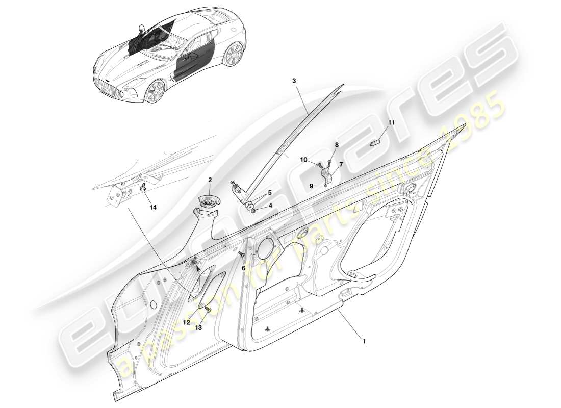 aston martin one-77 (2011) front doors part diagram