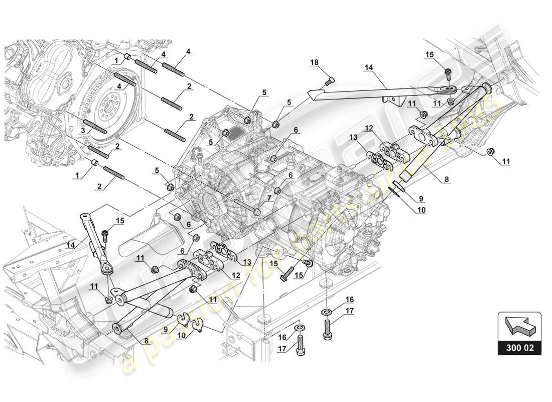 lamborghini gt3 (2017) gearbox fixation part diagram