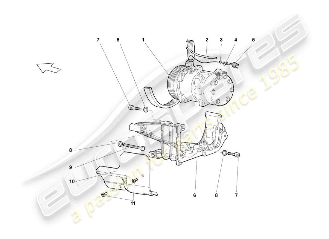 lamborghini lp640 roadster (2009) a/c compressor parts diagram