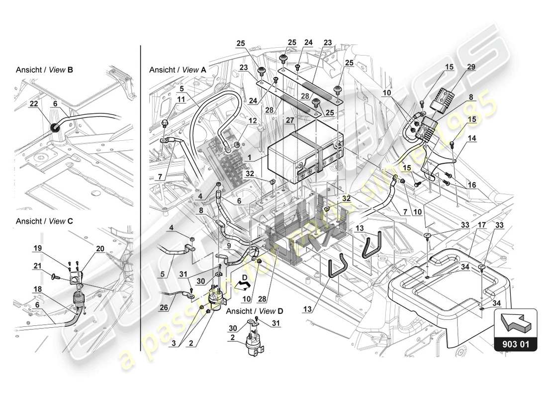 lamborghini gt3 (2017) battery part diagram