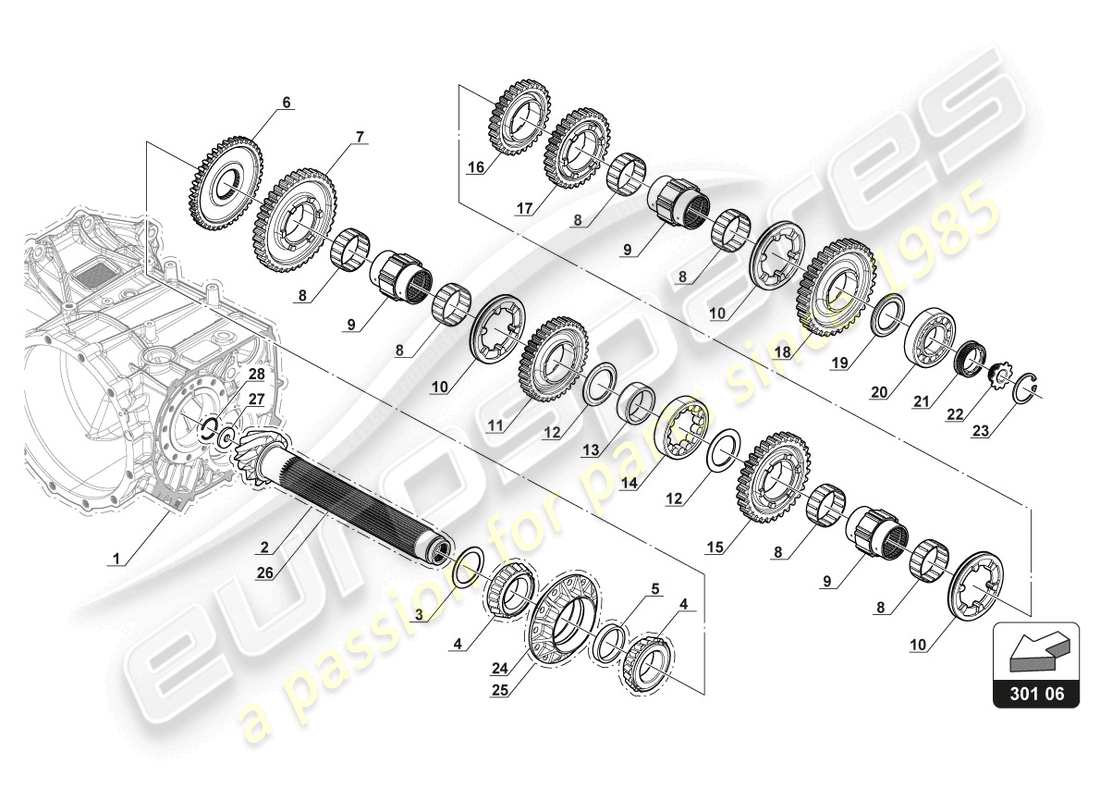 lamborghini gt3 (2017) output shaft part diagram