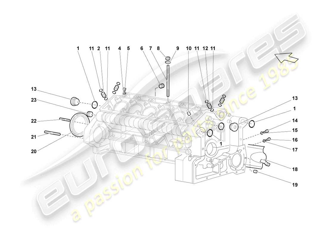 lamborghini lp640 coupe (2008) crankcase housing part diagram