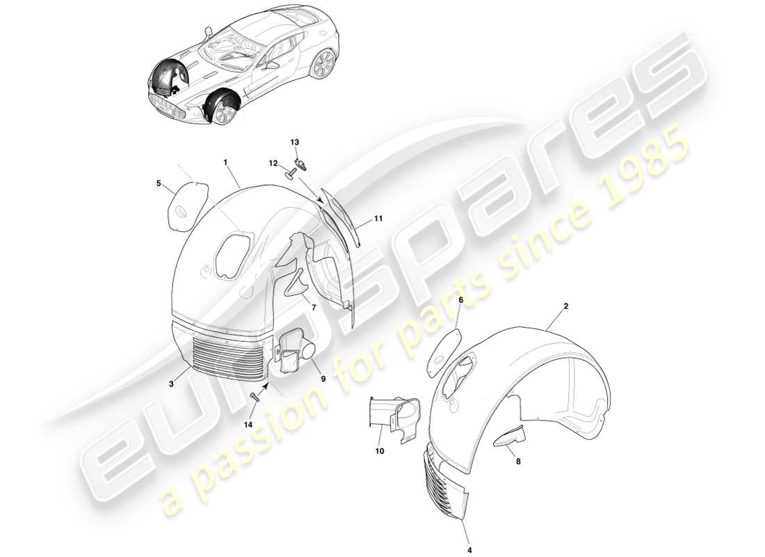 aston martin one-77 (2011) front wheel arches part diagram