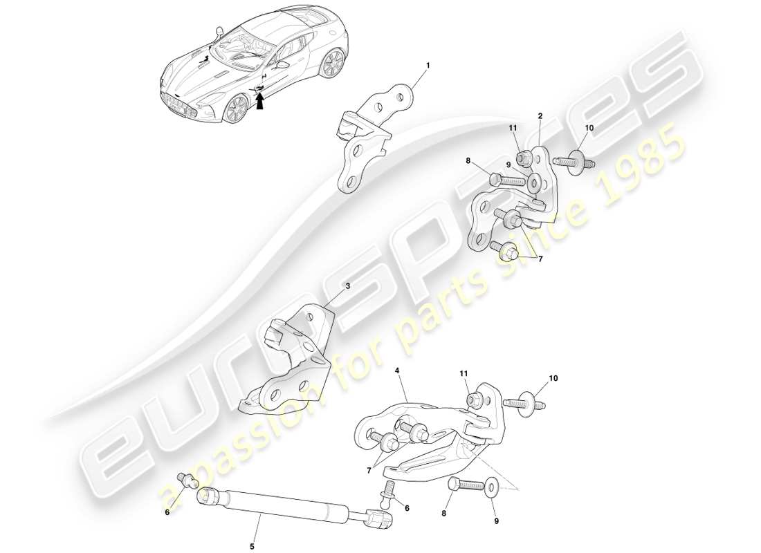 aston martin one-77 (2011) front door hinges part diagram