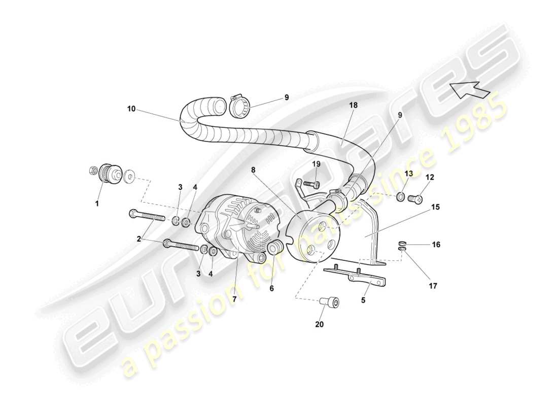 lamborghini lp640 roadster (2009) alternator parts diagram