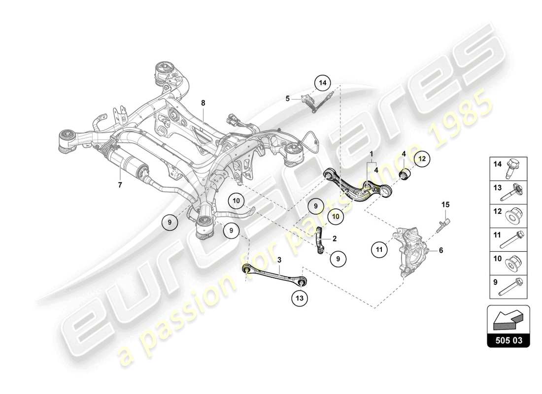 lamborghini urus (2021) suspension rear part diagram