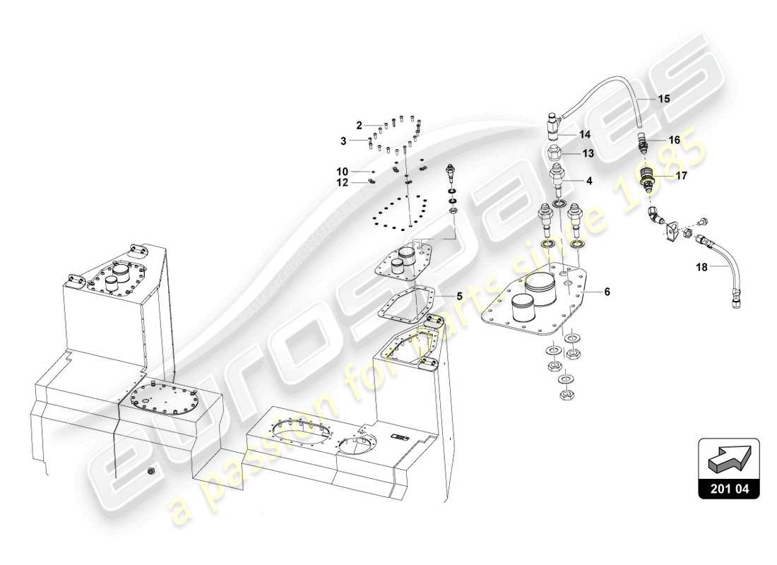 lamborghini super trofeo evo 2 (2022) fuel valves left side parts diagram