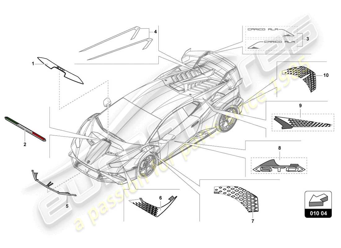 lamborghini sto (2024) decorative adhesive strips part diagram