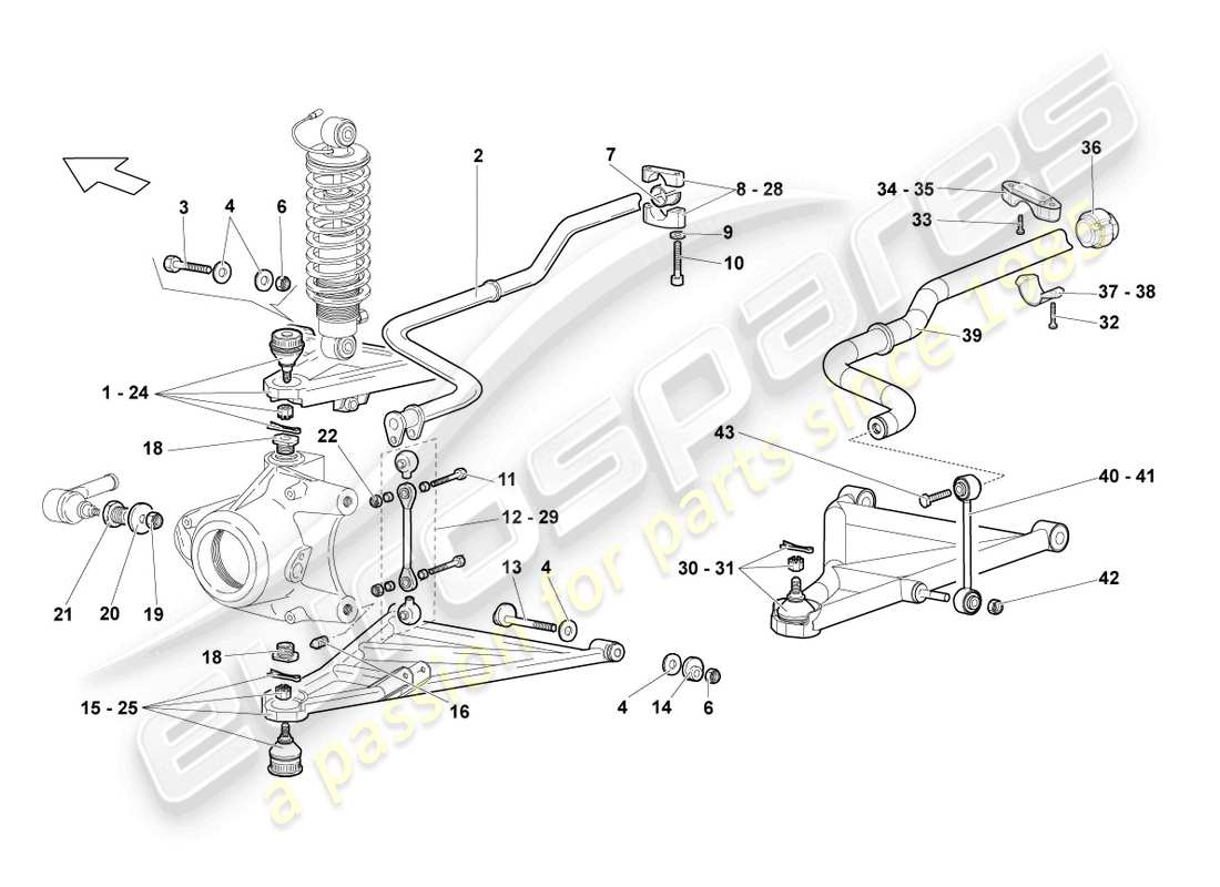 lamborghini lp640 coupe (2008) wishbone parts diagram