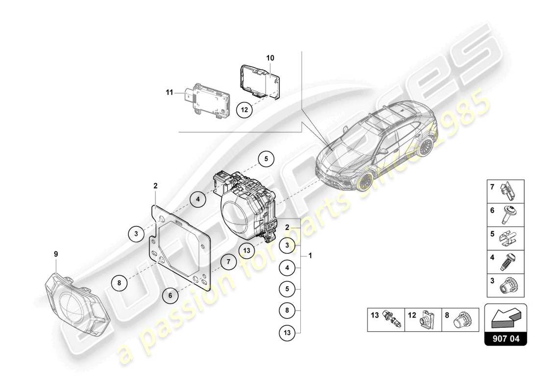 lamborghini urus (2021) radar sensor parts diagram