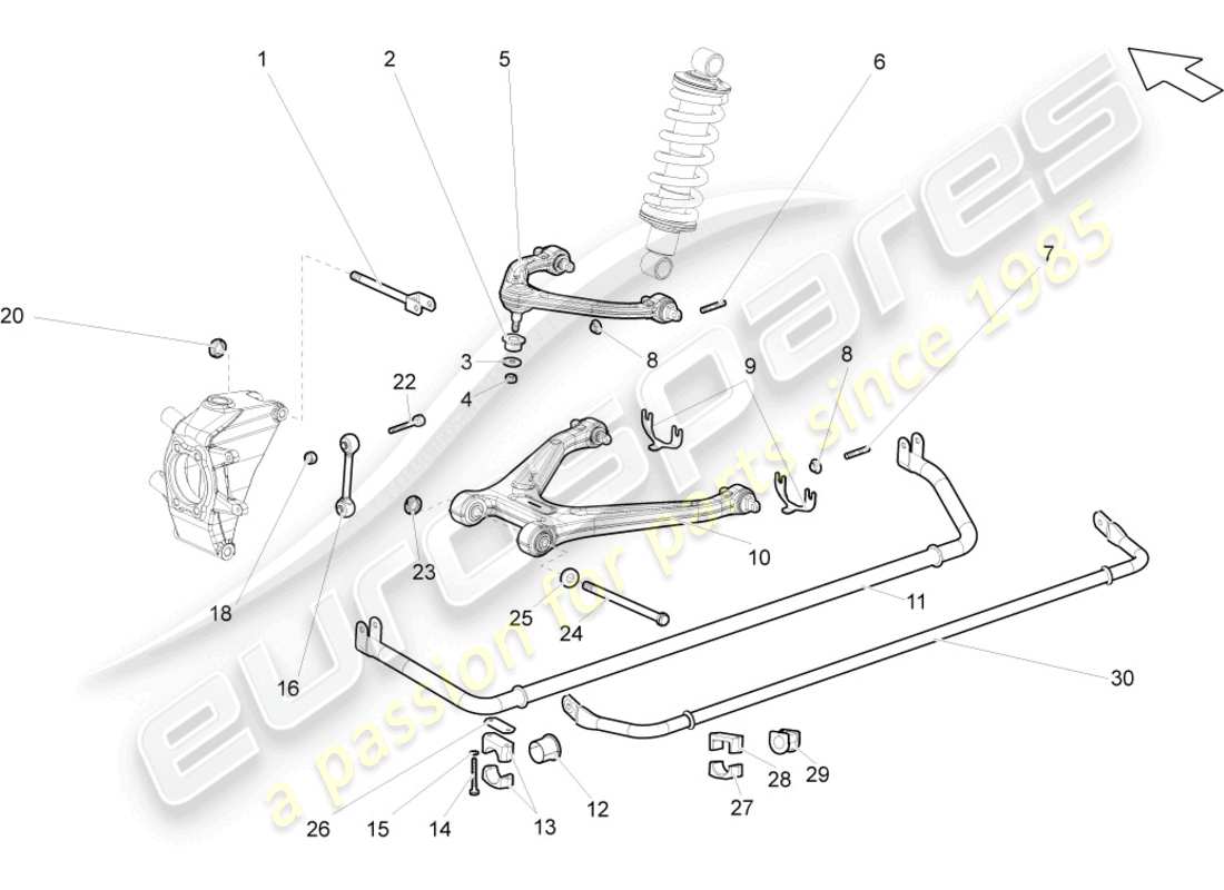 lamborghini gallardo coupe (2008) rear axle part diagram