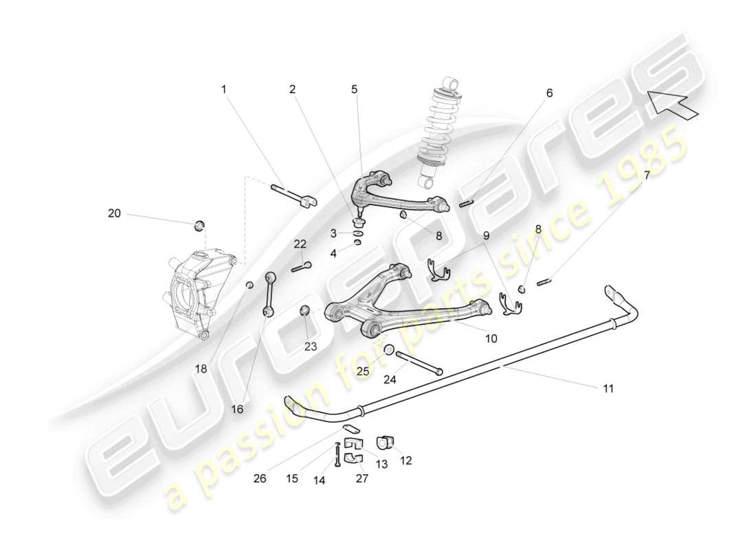 lamborghini gallardo coupe (2008) rear axle part diagram