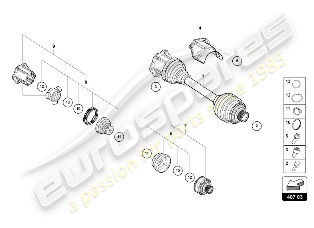 lamborghini urus (2021) drive shaft part diagram