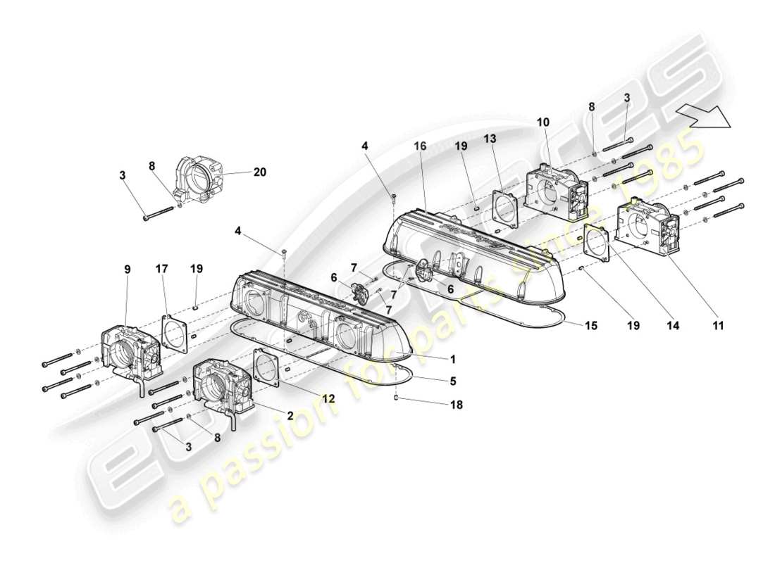 lamborghini lp640 coupe (2008) intake system part diagram