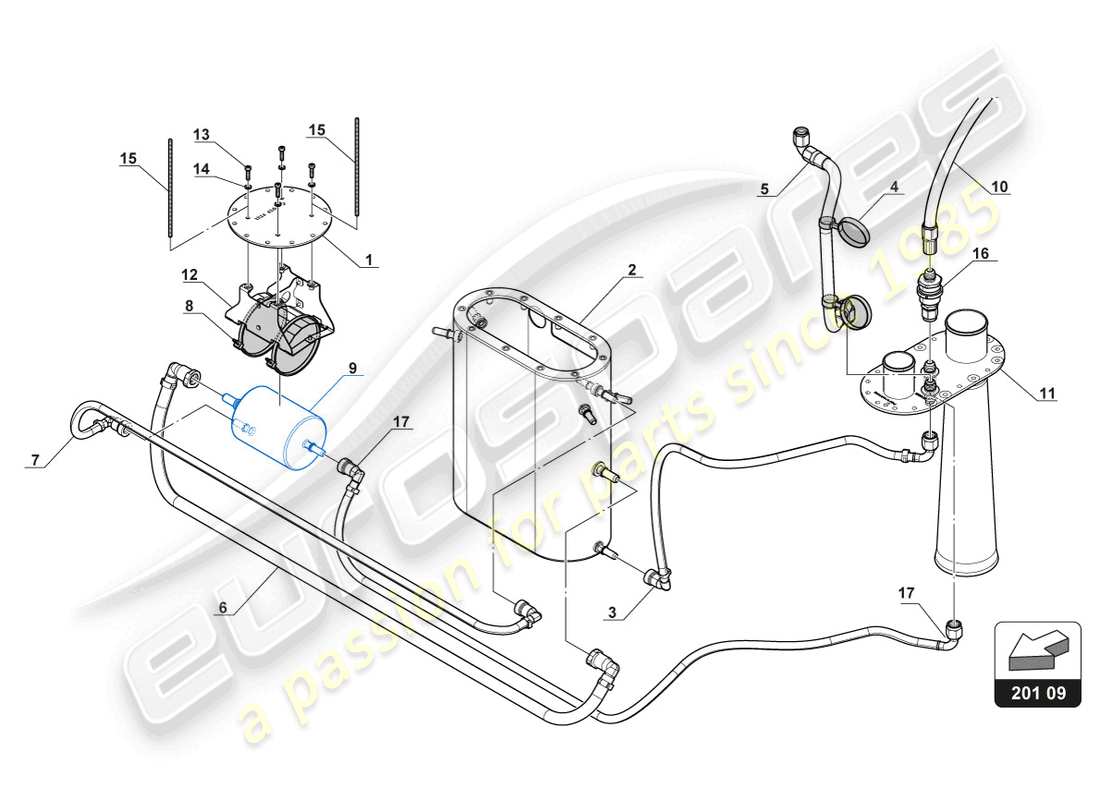 lamborghini gt3 (2017) fuel filter part diagram