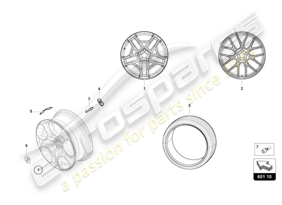 lamborghini sterrato (2024) wheels/tyres rear parts diagram