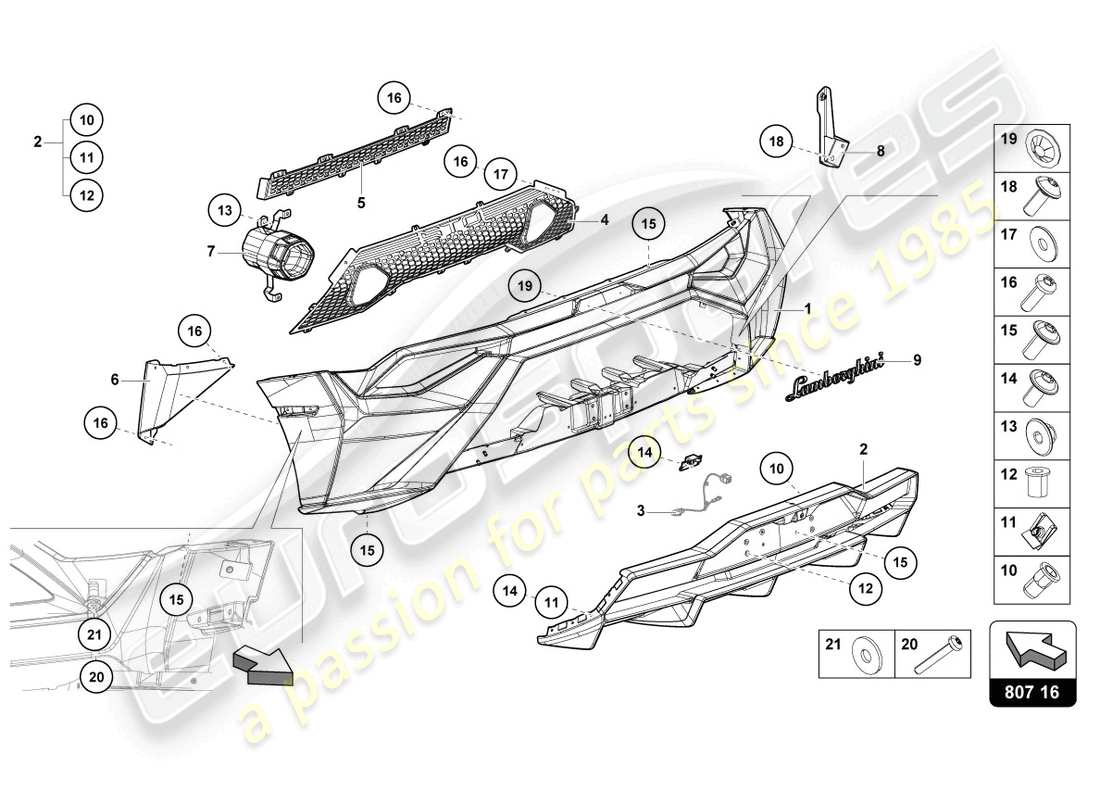 lamborghini sto (2022) bumper rear part diagram