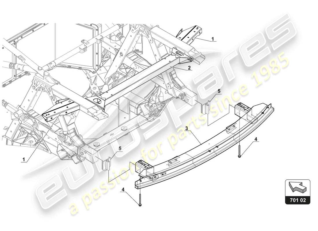 lamborghini gt3 evo (2018) rear frame part diagram