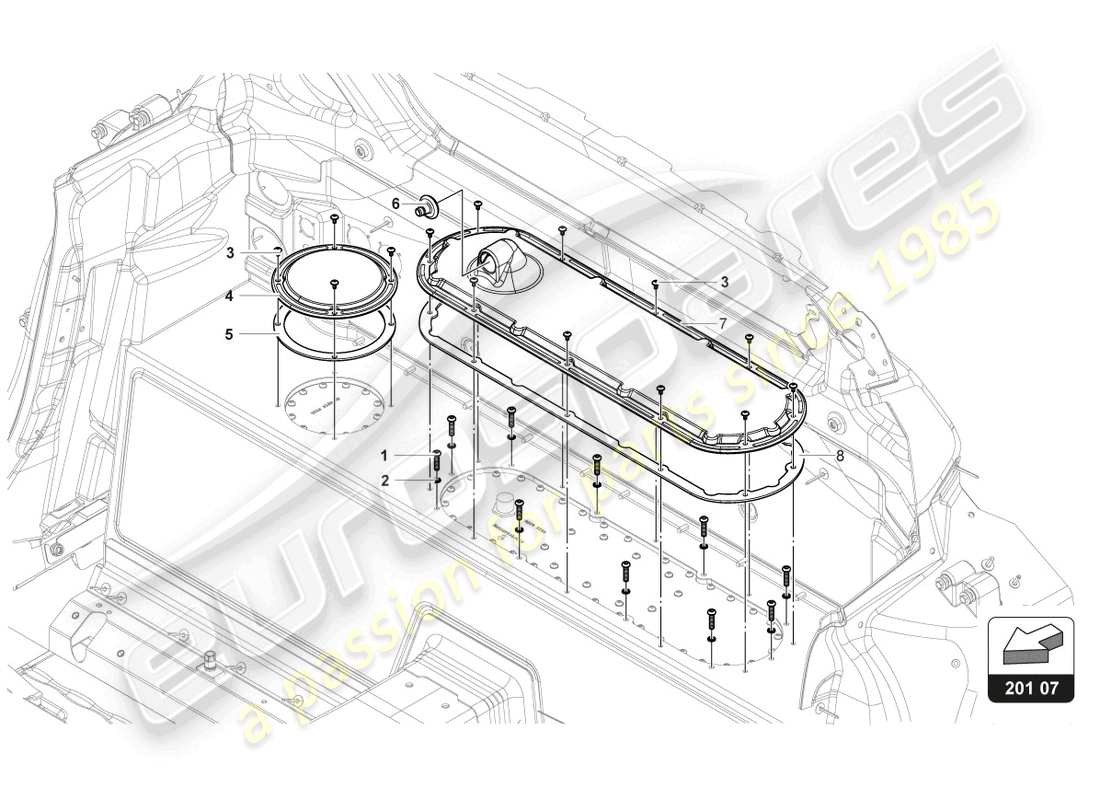 lamborghini gt3 evo (2018) fuel tank esterior part diagram