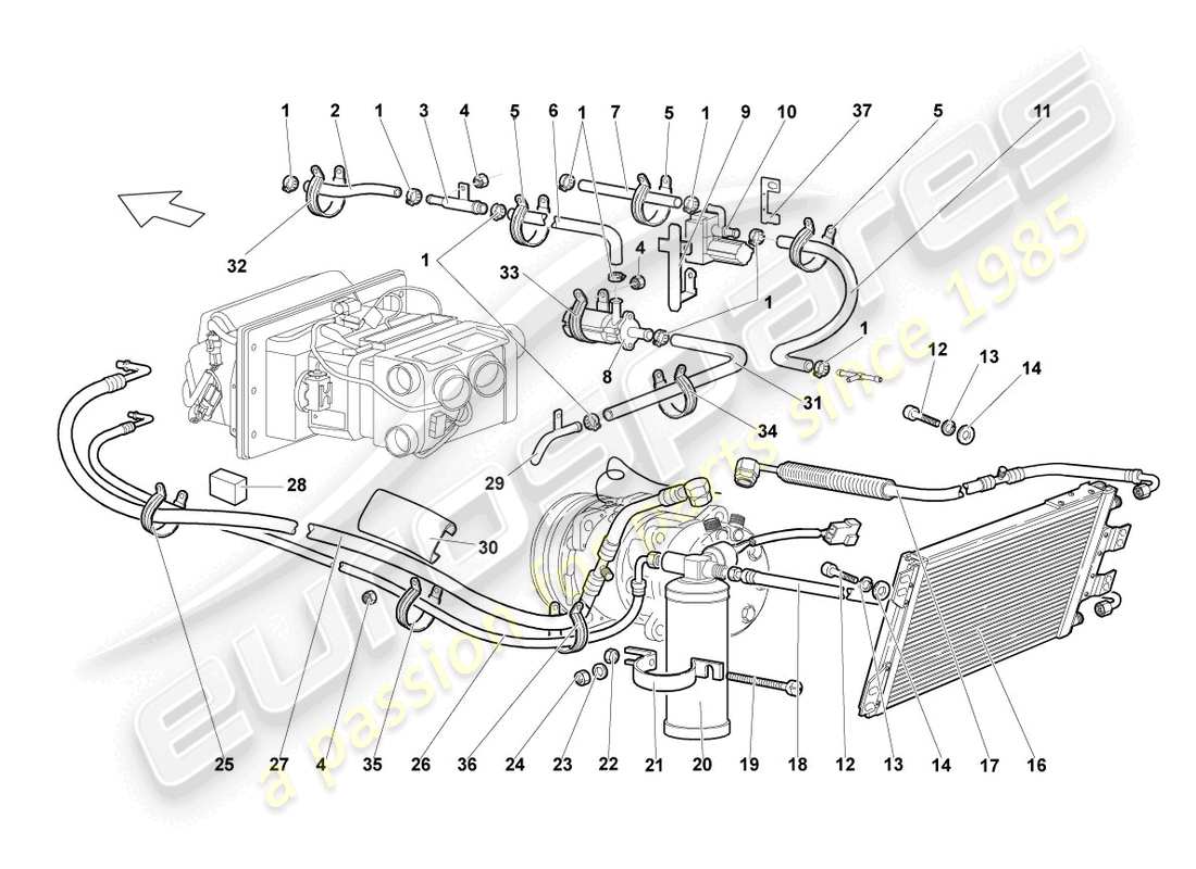 lamborghini lp640 coupe (2007) a/c condenser parts diagram