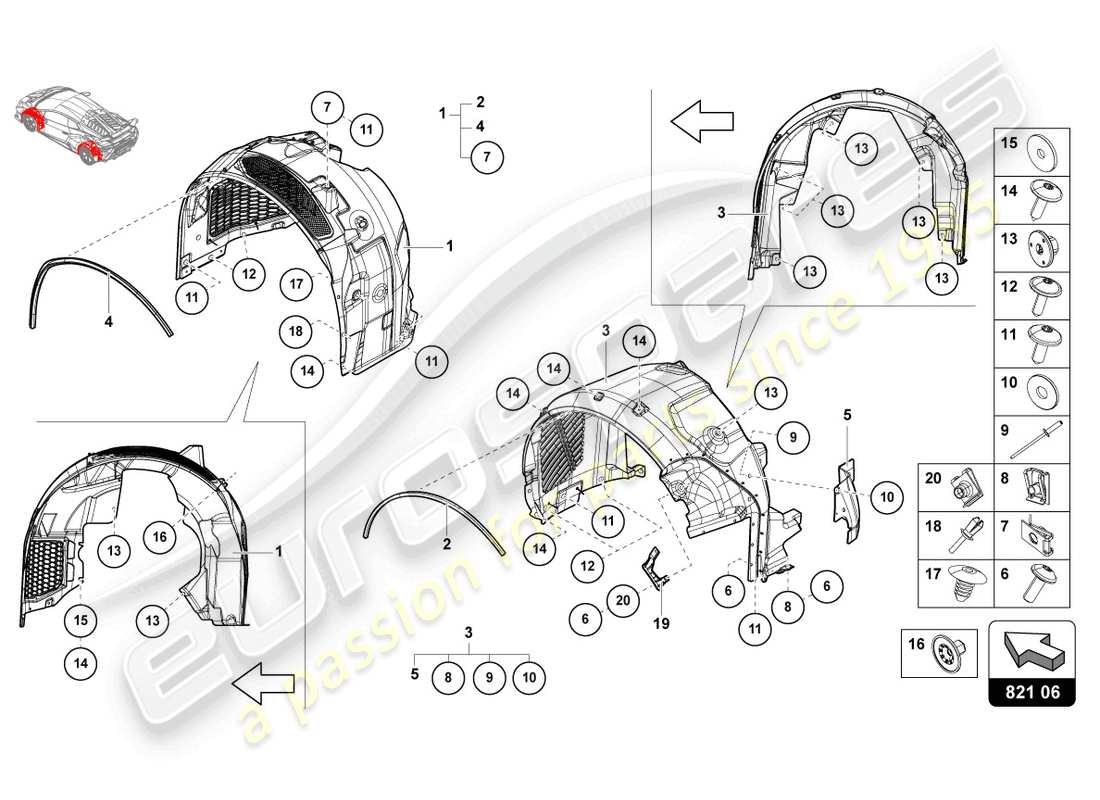 lamborghini sto (2022) wheel housing trim part diagram