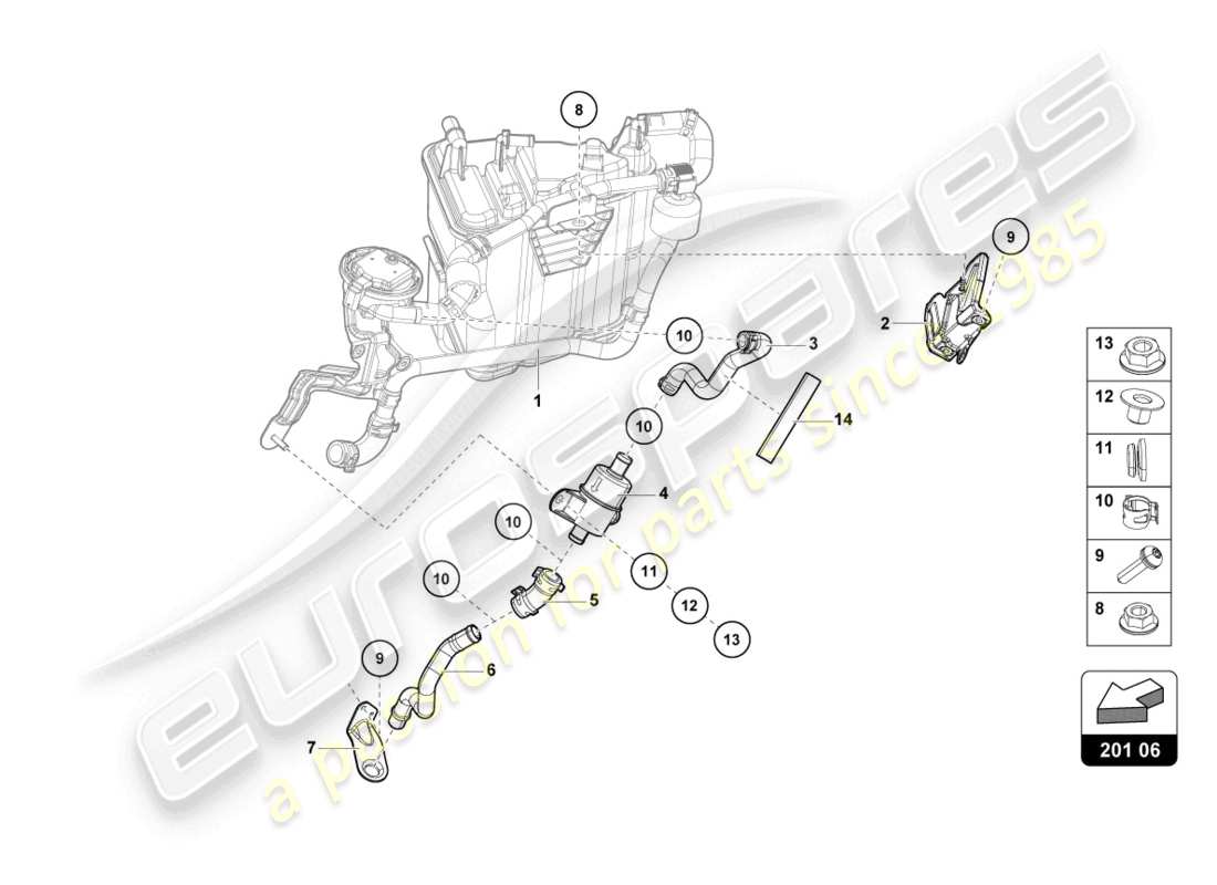 lamborghini evo coupe (2021) activated charcoal container parts diagram