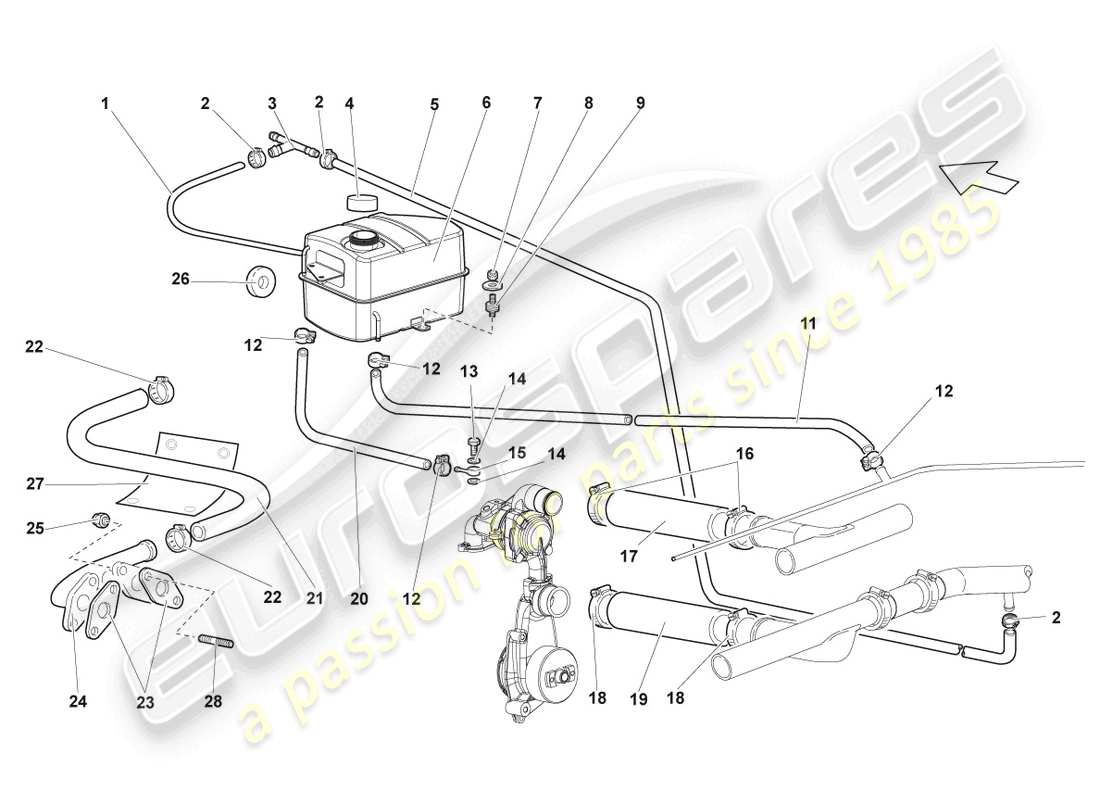 lamborghini lp640 coupe (2008) coolant cooling system part diagram