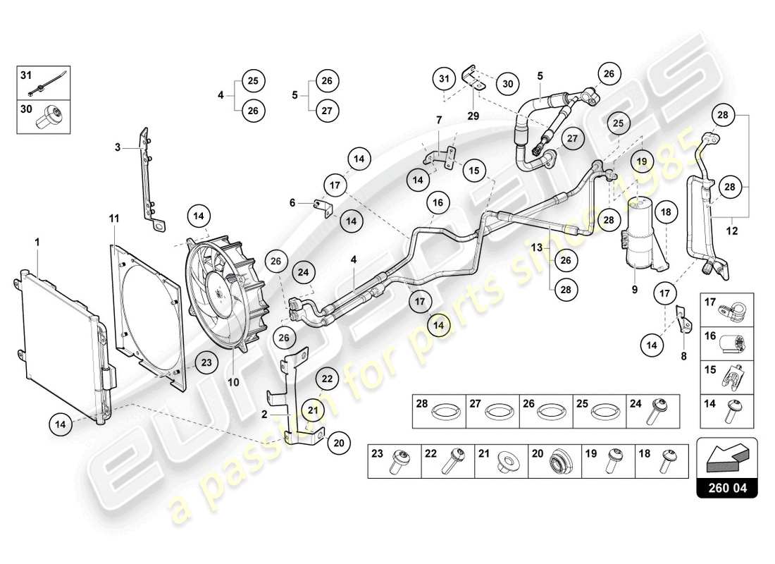 lamborghini lp770-4 svj coupe (2022) a/c condenser part diagram