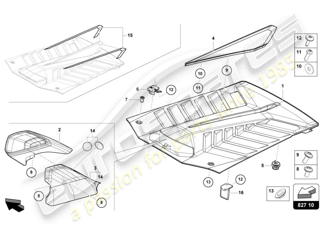 lamborghini sto (2022) bonnet rear part diagram