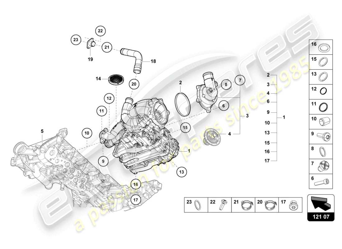 lamborghini evo coupe (2021) oil pump parts diagram