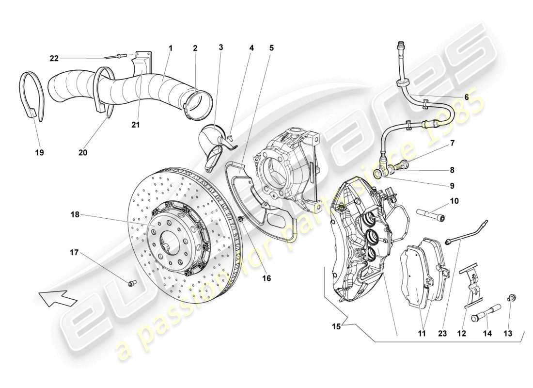 lamborghini reventon disc brake front part diagram