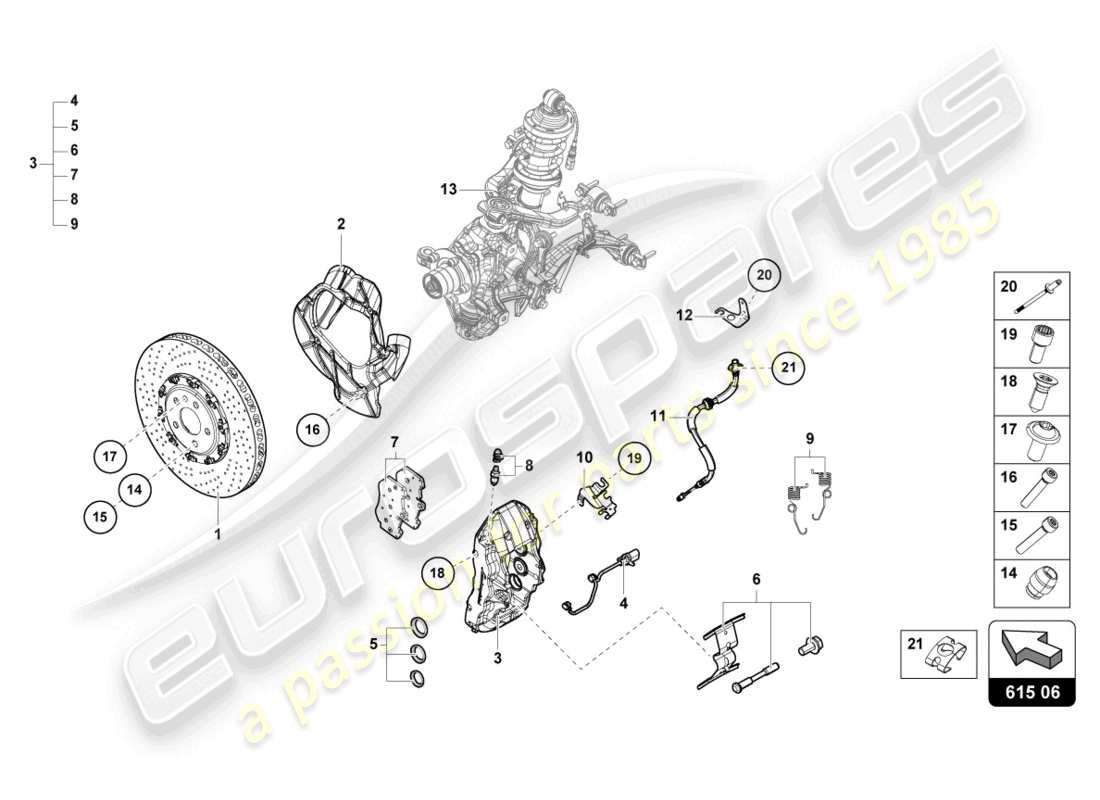 lamborghini sto (2022) ceramic brake disc front part diagram