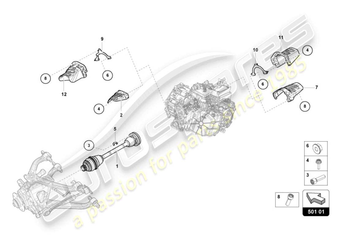 lamborghini sterrato (2024) axle shaft rear parts diagram