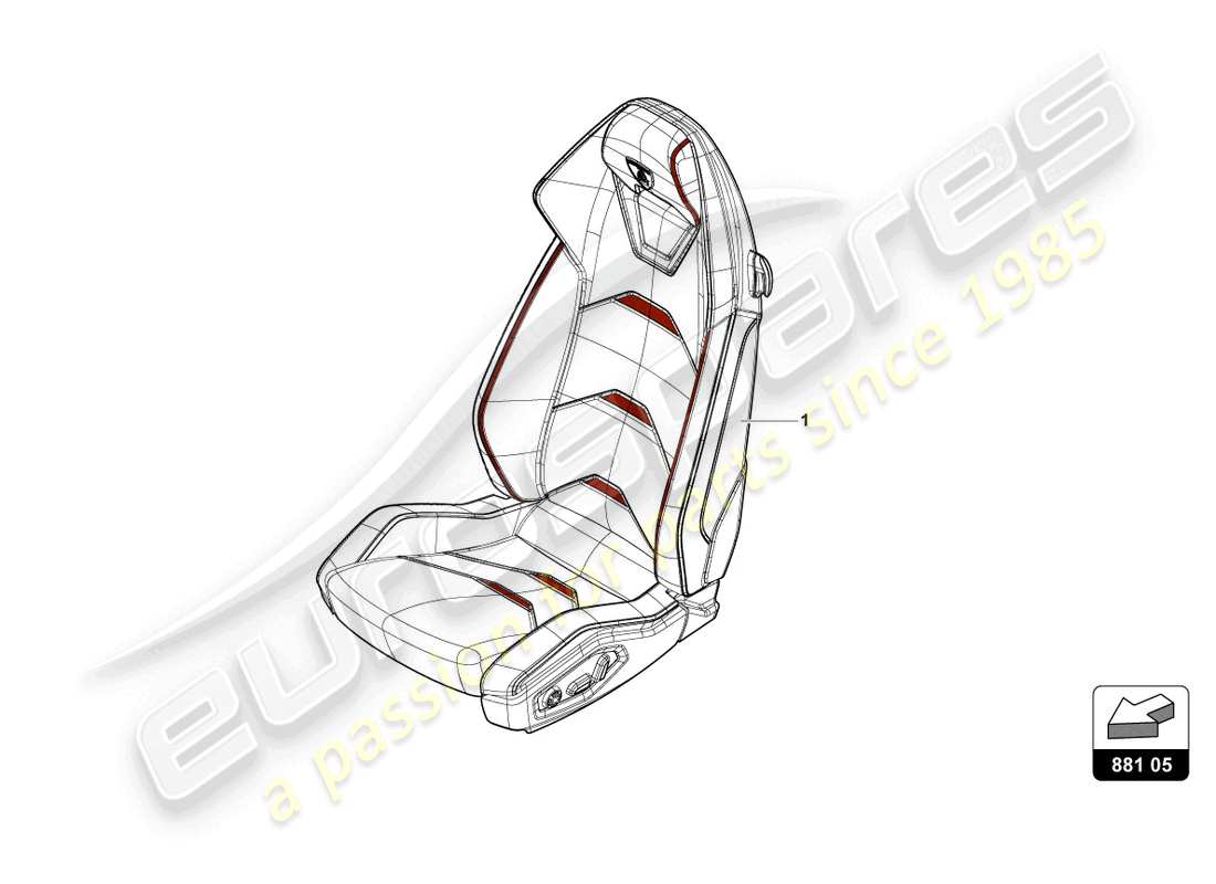 lamborghini evo coupe (2021) seat 'evo trim' parts diagram