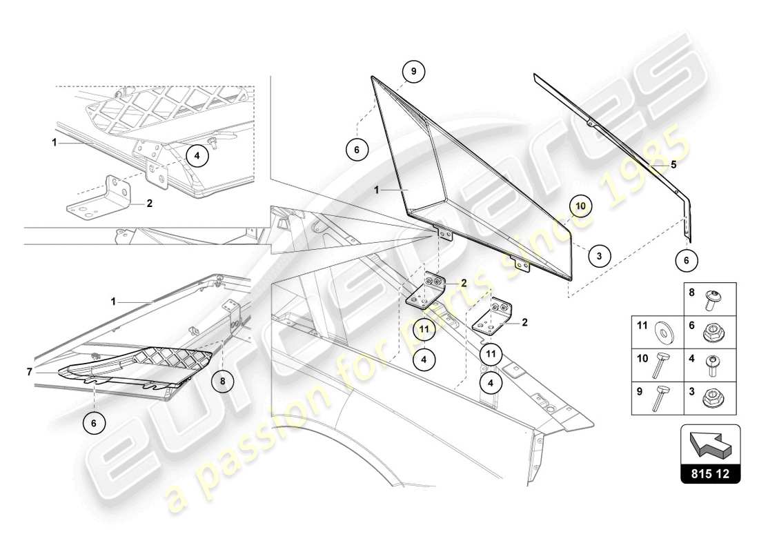 lamborghini ultimae (2022) air duct cardboard parts diagram