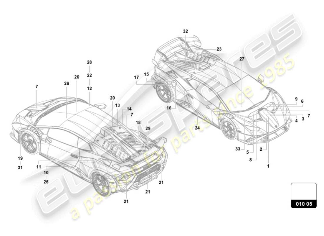 lamborghini sto (2024) inscriptions/lettering part diagram