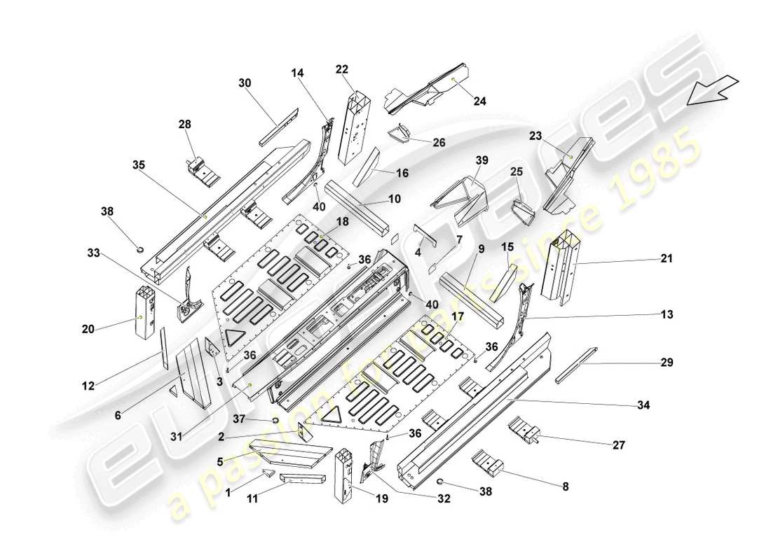 lamborghini gallardo spyder (2006) floor assembly part diagram